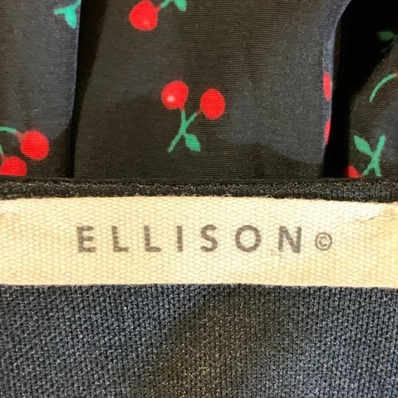 Ellison Women's Cherry Patterned V Neck Sheath Dress Size‎ M - Picture 8 of 13